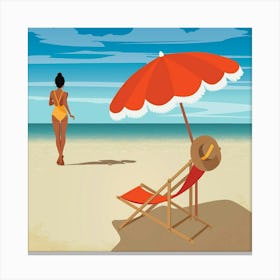 Woman On The Beach 3 Canvas Print