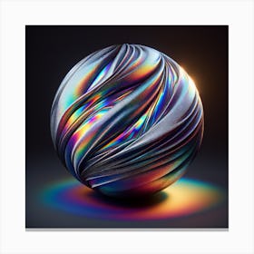 An Abstract Iridescent Sphere With Holographic Cloth Texture Canvas Print