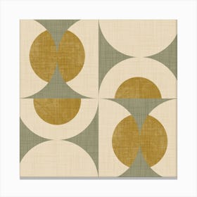 Retro Vintage Circle Fusion Mid Century Orbs Olive Green 50s Geometric Canvas Print