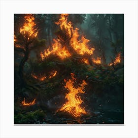 Fire In The Forest 3 Canvas Print