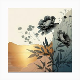Flowers At Sunset Canvas Print 1 Canvas Print