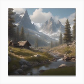 Peaceful Landscape In Mountains Trending On Artstation Sharp Focus Studio Photo Intricate Detail (12) Canvas Print