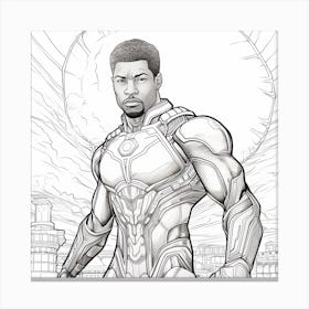 Black Defender Coloring Page Canvas Print