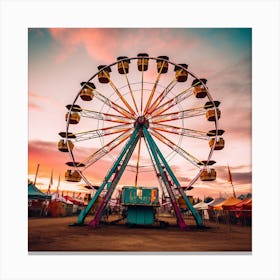 Carnival Ferris Wheel At Sunset Canvas Print