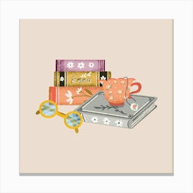 Reading time with a cup of tea Canvas Print