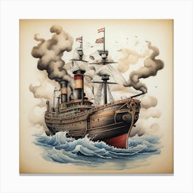 Ship In The Sea Canvas Print