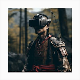 Samurai Wearing Virtual Reality Glasses Canvas Print