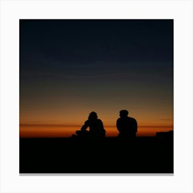 Silhouette Of Couple At Sunset Canvas Print