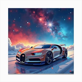 Bugatti Bolide With A Colorful, Watercolor Celestial Scene Canvas Print