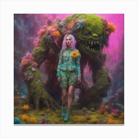 Botanical Beauty and the Monster Beast 1 Canvas Print