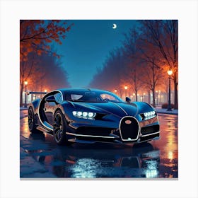 Bugatti La Voiture Noire With A Vibrant Watercolor Night Scene 1 Canvas Print