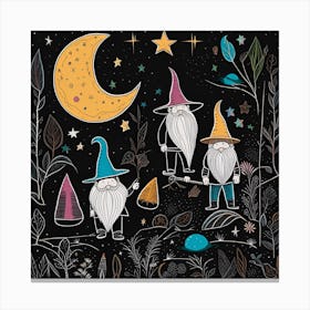 Minimalistic whimsical gnomes Canvas Print