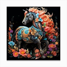 Horse With Flowers Canvas Print