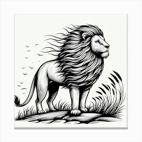 Line Art lion 3 Canvas Print