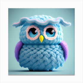 Cute Blue Knitted Owl Canvas Print