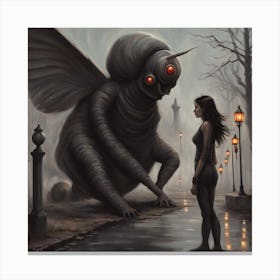 Girl And A Monster Canvas Print