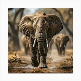 Elephants In The Wild Canvas Print