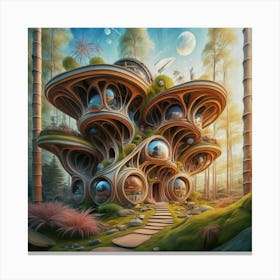 Huge colorful futuristic house design with vibrant details 16 Canvas Print