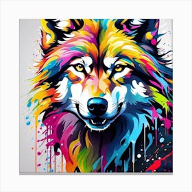 Colorful Wolf Painting Canvas Print