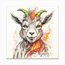 Goat With Flames 8 Canvas Print