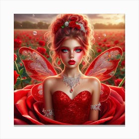 Fairy In Red Roses 1 Canvas Print