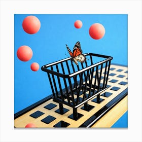 Butterfly In A Shopping Cart Canvas Print