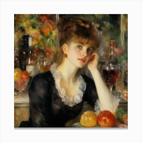 Lady At The Table Canvas Print