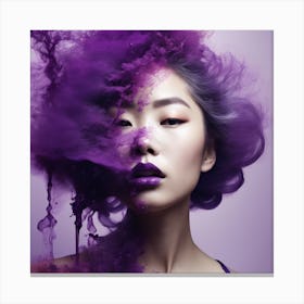 Asian Woman With Purple Hair Canvas Print