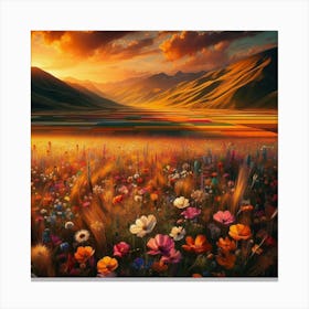 Sunset In The Meadow Canvas Print