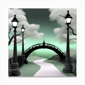 Bridge In The Park Landscape Canvas Print