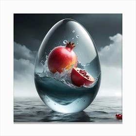 Water Pomegranate in a Crystal Sphere Canvas Print