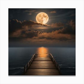 Full Moon Over The Water 1 Canvas Print