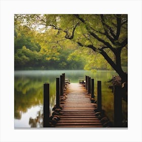 Pier By The Lake Canvas Print