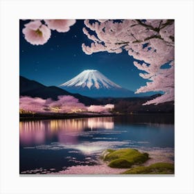 Cherry Blossoms At Night Canvas Print