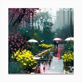 Rainy Day In The Park Canvas Print