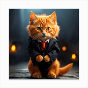Cat In A Suit Canvas Print