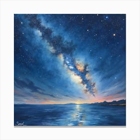 Celestial Watercolor Artwork With Starry Expanse 1 Canvas Print