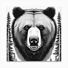 Bear Head In The Forest Canvas Print
