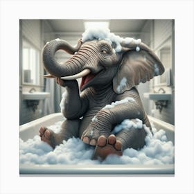 Elephant In The Bath Canvas Print