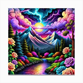 Rainbows And Roses Canvas Print