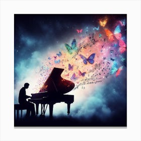 Music Concept With Piano And Butterflies Canvas Print