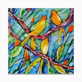 Birds On Branches Canvas Print