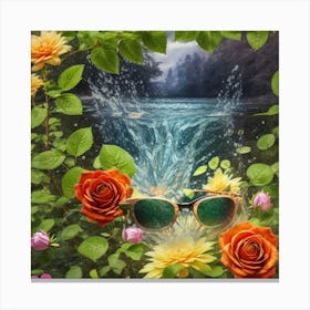 Roses And Sunglasses Canvas Print