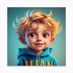 Nazarethcute Cartoon Style Of A Kid Boy With A S Canvas Print