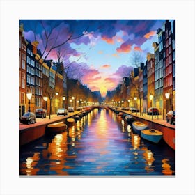 Amsterdam Canal At Dusk 4 Canvas Print