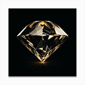 Gold Diamond On Black Background Canvas Print