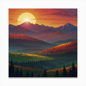 Sunset In The Mountains 45 Canvas Print