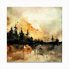 Foggy Forest Watercolor Canvas Print