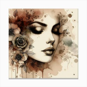 Girl With Flowers Canvas Print