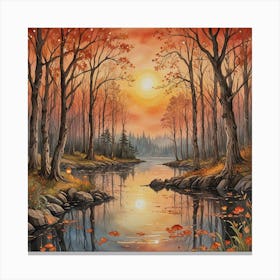 Sunset By The River Canvas Print